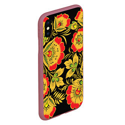 Чехол iPhone XS Max матовый Хохлома, цвет: 3D-малиновый — фото 2