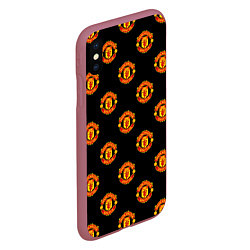 Чехол iPhone XS Max матовый Manchester United Pattern, цвет: 3D-малиновый — фото 2