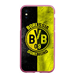 Чехол iPhone XS Max матовый Borussia Dortmund, цвет: 3D-малиновый