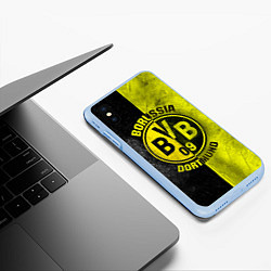 Чехол iPhone XS Max матовый Borussia Dortmund, цвет: 3D-голубой — фото 2