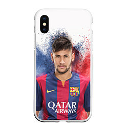 Чехол iPhone XS Max матовый Neymar FCB, цвет: 3D-белый