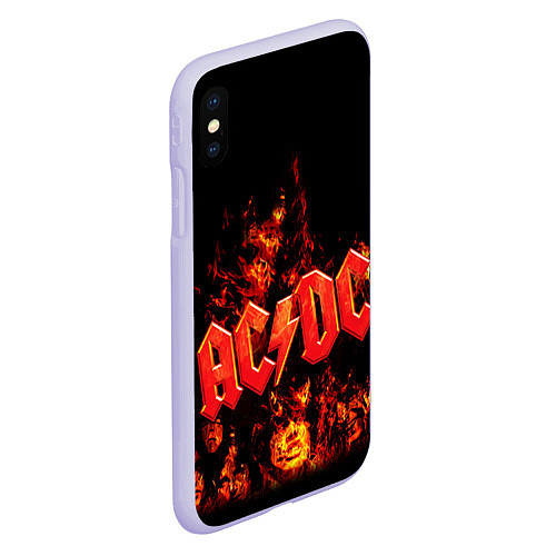 Чехол iPhone XS Max матовый AC/DC Flame / 3D-Светло-сиреневый – фото 2