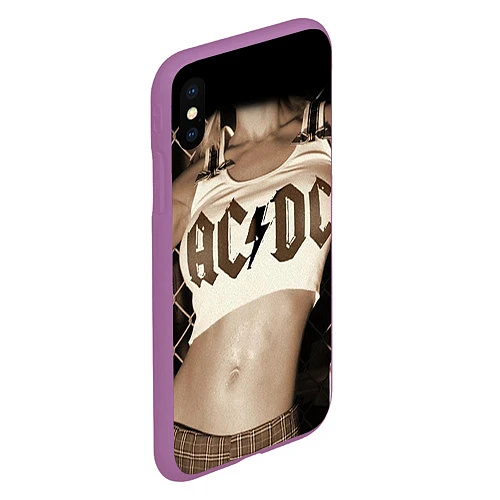 Чехол iPhone XS Max матовый AC/DC Girl / 3D-Фиолетовый – фото 2