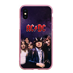 Чехол iPhone XS Max матовый AC/DC, цвет: 3D-розовый