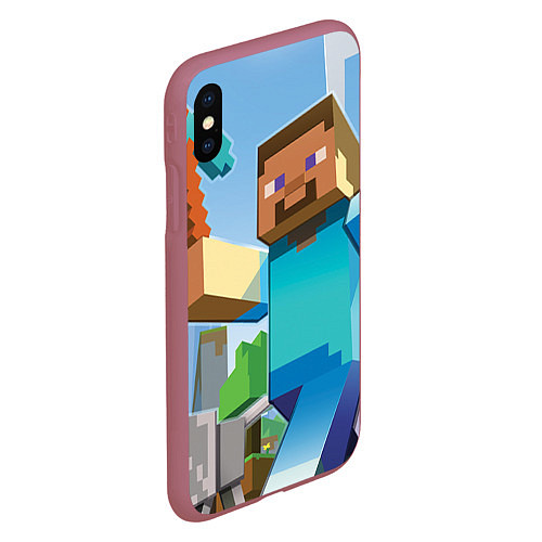 Чехол iPhone XS Max матовый Minecraft World / 3D-Малиновый – фото 2