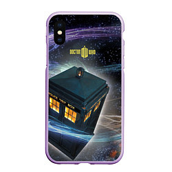 Чехол iPhone XS Max матовый Police Box, цвет: 3D-сиреневый