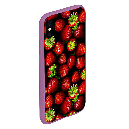 Чехол iPhone XS Max матовый Клубничка / 3D-Фиолетовый – фото 2