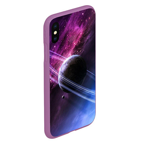 Чехол iPhone XS Max матовый Космос / 3D-Фиолетовый – фото 2