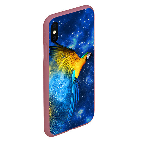 Чехол iPhone XS Max матовый Космический попугай / 3D-Малиновый – фото 2