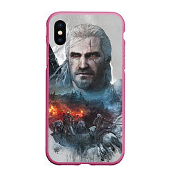 Чехол iPhone XS Max матовый Witcher, цвет: 3D-малиновый