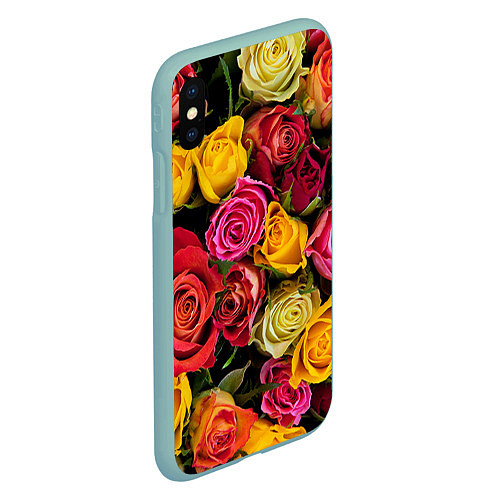 Чехол iPhone XS Max матовый Ассорти из роз / 3D-Мятный – фото 2