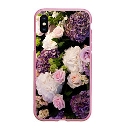 Чехол iPhone XS Max матовый Весенние цветы, цвет: 3D-розовый