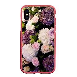 Чехол iPhone XS Max матовый Весенние цветы, цвет: 3D-красный