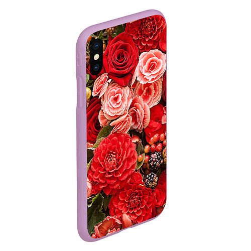 Чехол iPhone XS Max матовый Ассорти из цветов / 3D-Сиреневый – фото 2