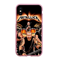 Чехол iPhone XS Max матовый Metallica Band, цвет: 3D-розовый