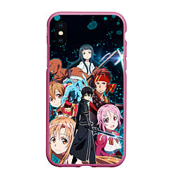 Чехол iPhone XS Max матовый Sword Art Online, цвет: 3D-малиновый