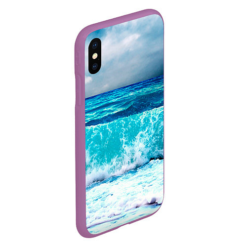 Чехол iPhone XS Max матовый Волны / 3D-Фиолетовый – фото 2
