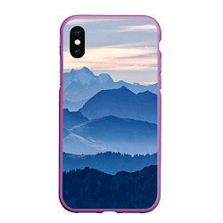 Чехол iPhone XS Max матовый Горы, цвет: 3D-фиолетовый