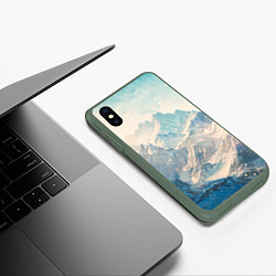 Чехол iPhone XS Max матовый Горы, цвет: 3D-темно-зеленый — фото 2
