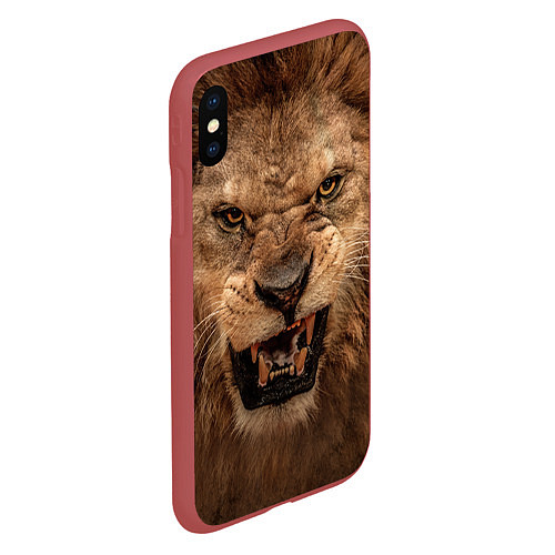 Чехол iPhone XS Max матовый Взгляд льва / 3D-Красный – фото 2