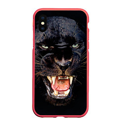 Чехол iPhone XS Max матовый Пантера, цвет: 3D-красный