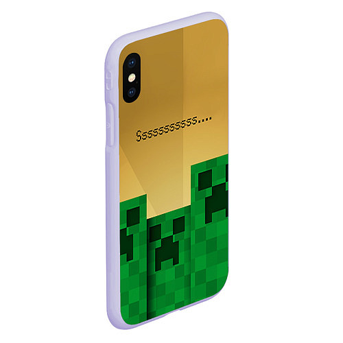 Чехол iPhone XS Max матовый Minecraft Sssss / 3D-Светло-сиреневый – фото 2