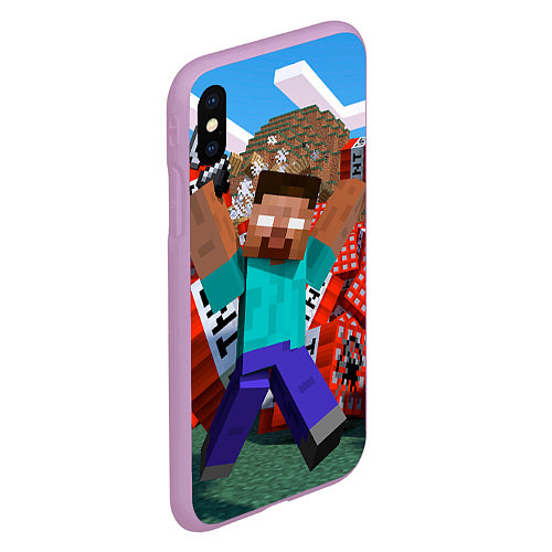 Чехол iPhone XS Max матовый Minecraft Man / 3D-Сиреневый – фото 2