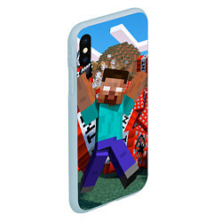 Чехол iPhone XS Max матовый Minecraft Man, цвет: 3D-голубой — фото 2
