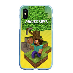 Чехол iPhone XS Max матовый Minecraft Tree, цвет: 3D-голубой