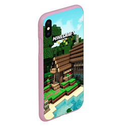 Чехол iPhone XS Max матовый Minecraft House, цвет: 3D-розовый — фото 2