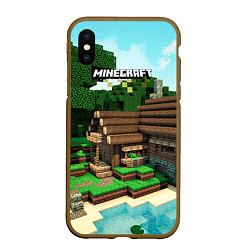 Чехол iPhone XS Max матовый Minecraft House, цвет: 3D-коричневый