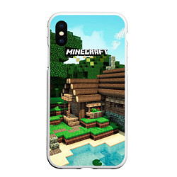 Чехол iPhone XS Max матовый Minecraft House, цвет: 3D-белый