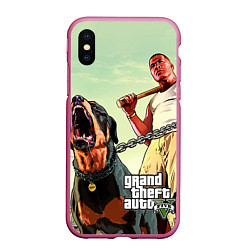 Чехол iPhone XS Max матовый GTA 5: Franklin Clinton, цвет: 3D-малиновый