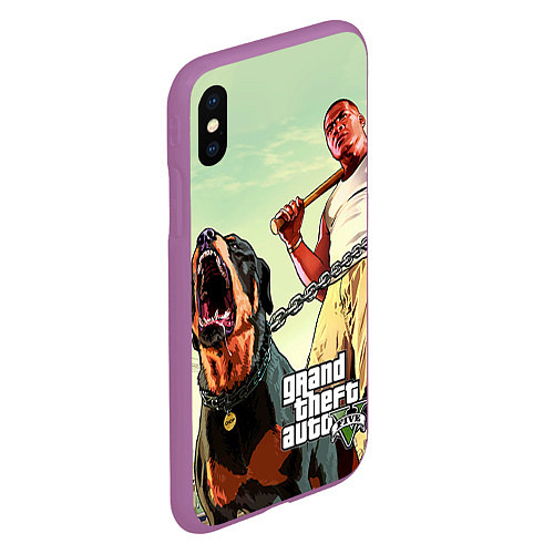 Чехол iPhone XS Max матовый GTA 5: Franklin Clinton / 3D-Фиолетовый – фото 2