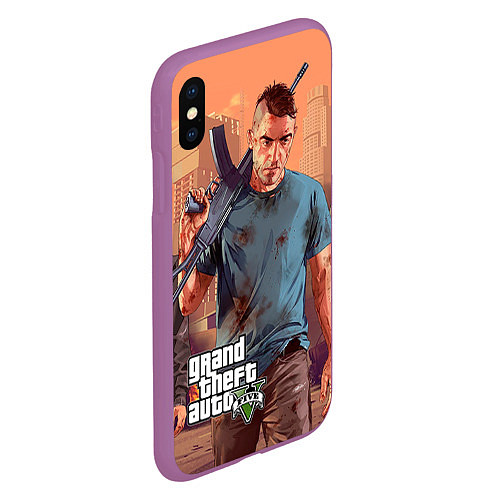 Чехол iPhone XS Max матовый GTA 5: Gangsta / 3D-Фиолетовый – фото 2