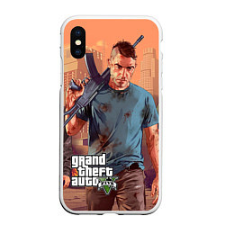 Чехол iPhone XS Max матовый GTA 5: Gangsta, цвет: 3D-белый