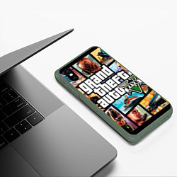 Чехол iPhone XS Max матовый GTA 5: City Stories, цвет: 3D-темно-зеленый — фото 2