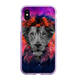Чехол iPhone XS Max матовый Космический лев, цвет: 3D-сиреневый