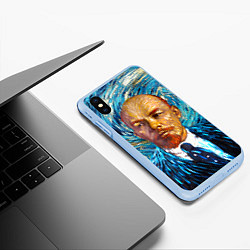 Чехол iPhone XS Max матовый Ленин Ван Гога, цвет: 3D-голубой — фото 2