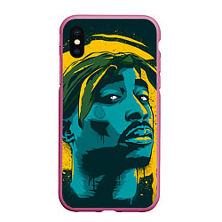 Чехол iPhone XS Max матовый 2Pac Shakur, цвет: 3D-малиновый