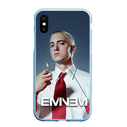 Чехол iPhone XS Max матовый Eminem Fire, цвет: 3D-голубой