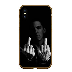 Чехол iPhone XS Max матовый Eminem Fuck, цвет: 3D-коричневый