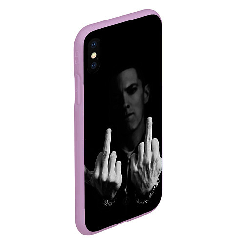 Чехол iPhone XS Max матовый Eminem Fuck / 3D-Сиреневый – фото 2