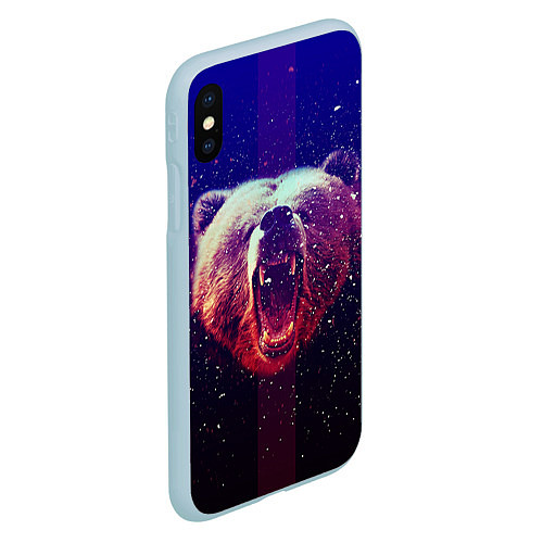 Чехол iPhone XS Max матовый Roar Bear / 3D-Голубой – фото 2