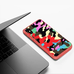 Чехол iPhone XS Max матовый Яркий камуфляж, цвет: 3D-красный — фото 2