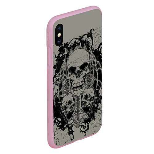 Чехол iPhone XS Max матовый Skulls / 3D-Розовый – фото 2