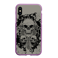 Чехол iPhone XS Max матовый Skulls, цвет: 3D-фиолетовый