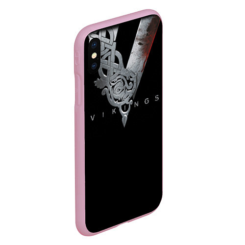 Чехол iPhone XS Max матовый Vikings Emblem / 3D-Розовый – фото 2