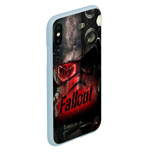 Чехол iPhone XS Max матовый Fallout Red / 3D-Голубой – фото 2