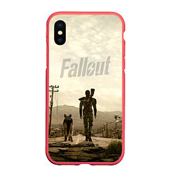 Чехол iPhone XS Max матовый Fallout City, цвет: 3D-красный